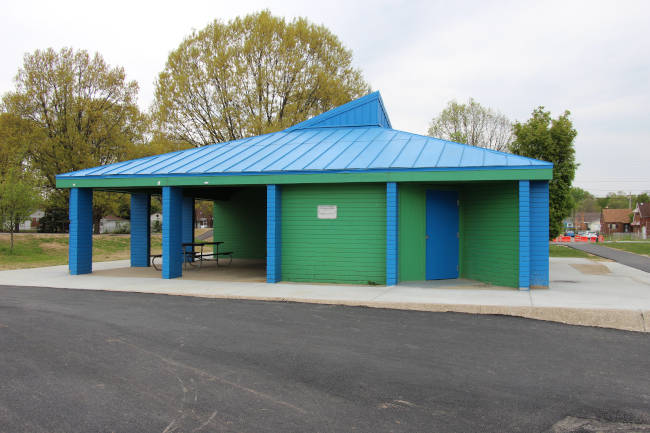 Southside View of Shelter at Dayton Bike Yard