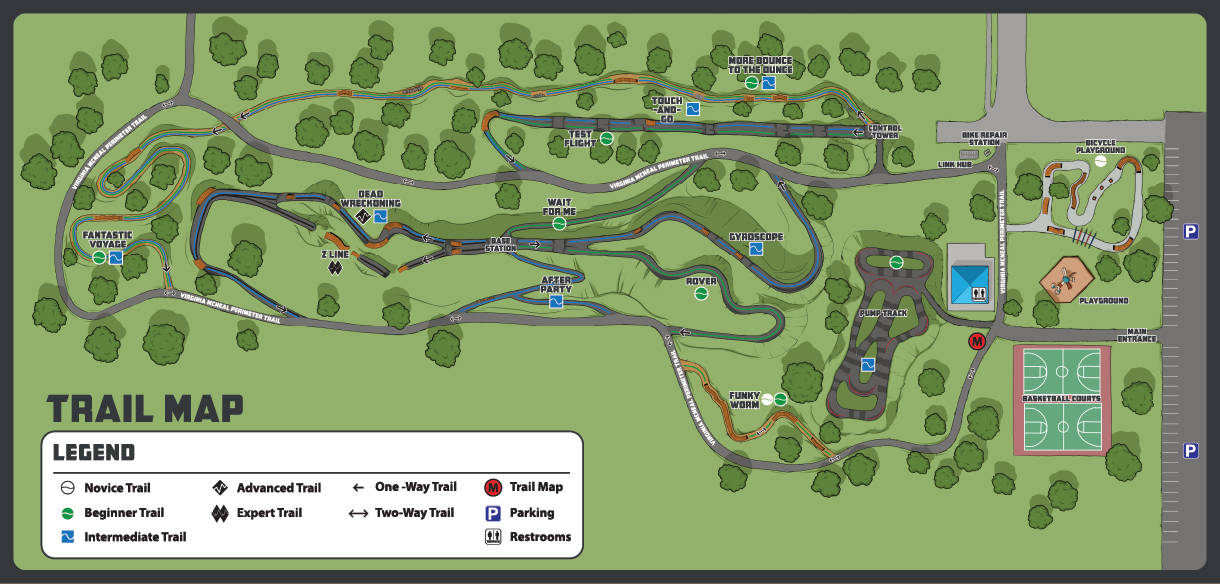 Map of Dayton Bike Yard Showing Trails and Park Features