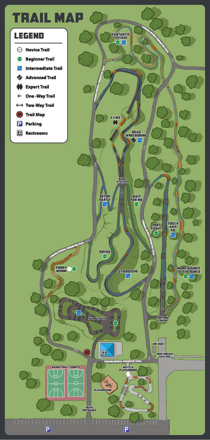 Map of Dayton Bike Yard Showing Trails and Park Features
